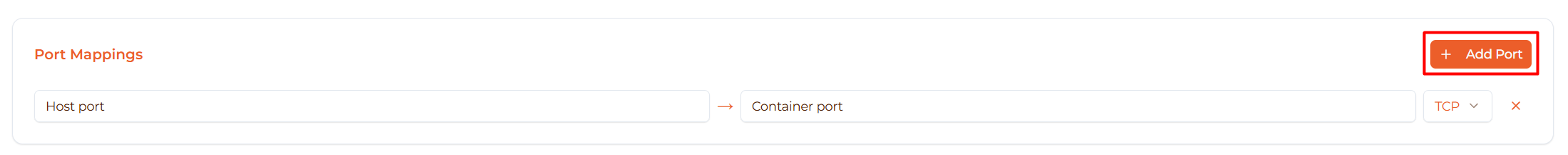 Image: Add port button