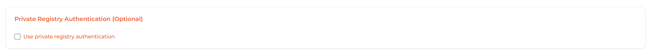 Image: Private registry section