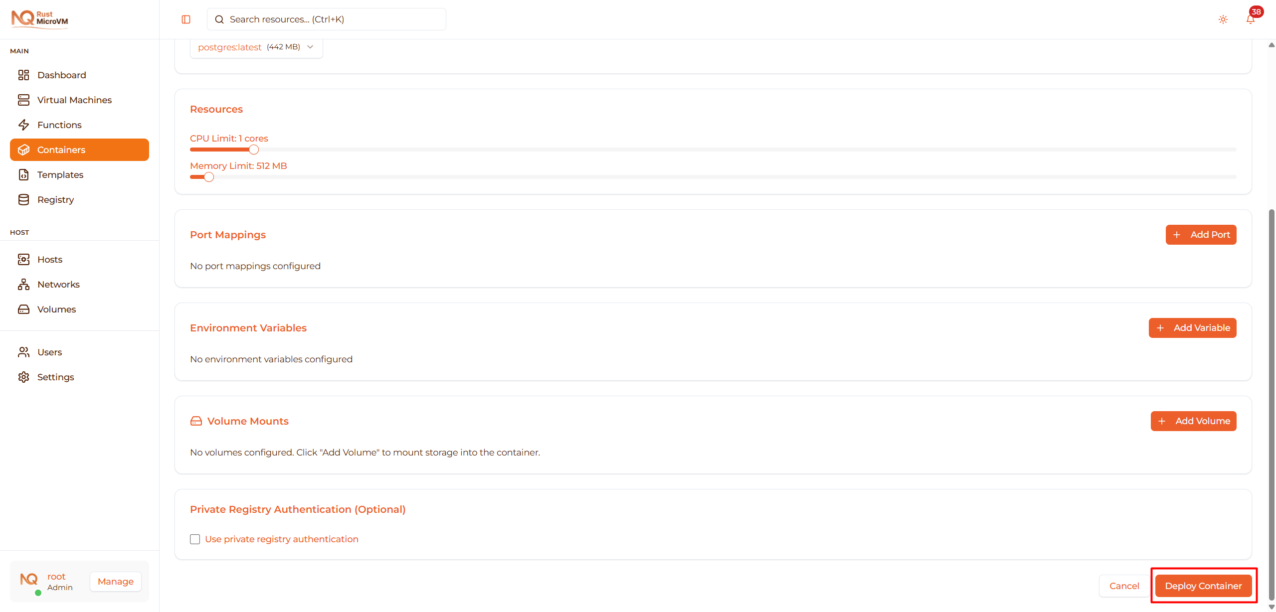 Image: Deploy button