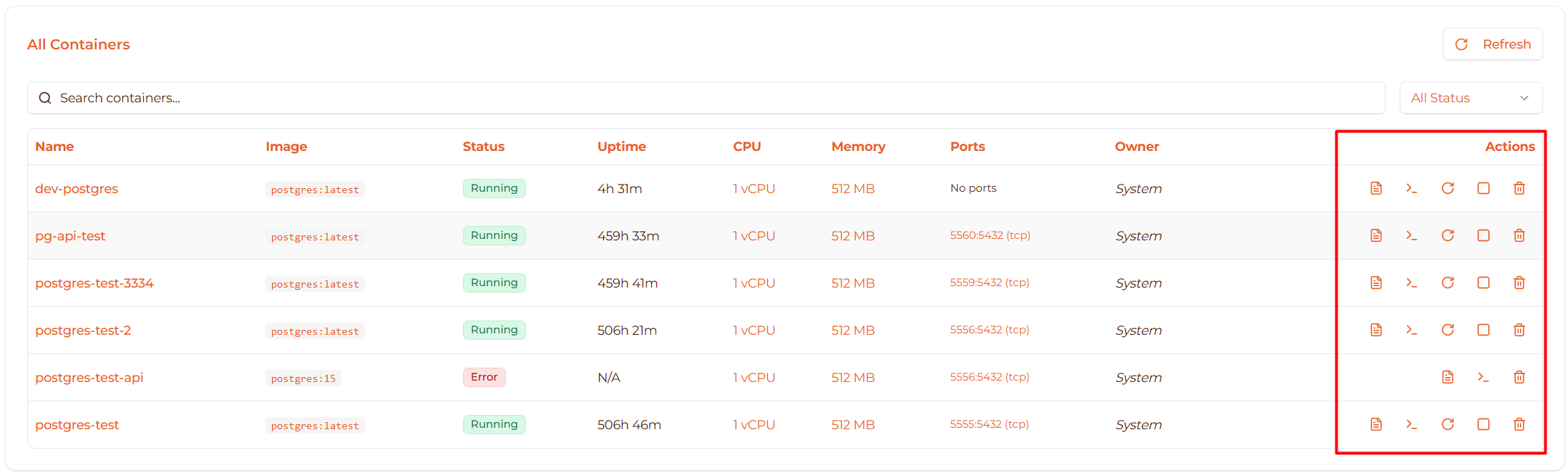 Image: Actions column