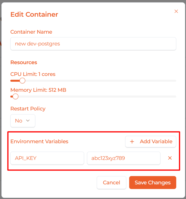 Image: Edit environment variables
