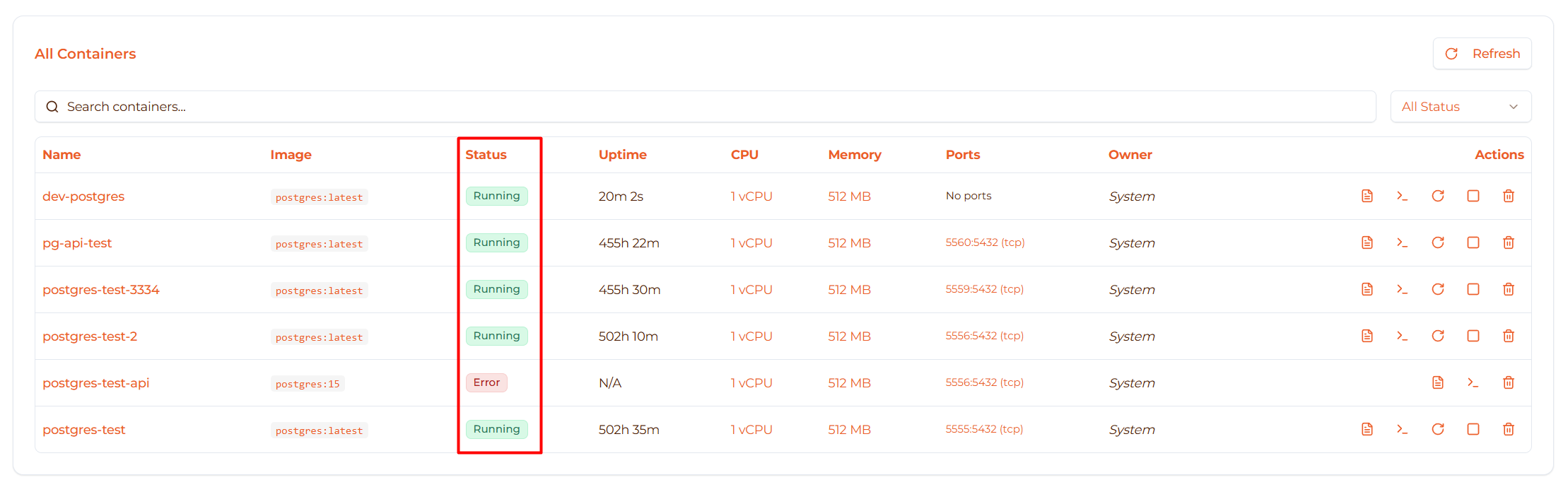 Image: Container states badges
