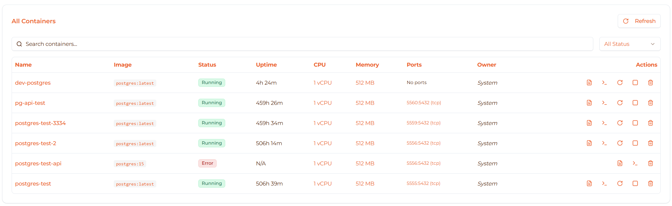 Image: Container table with all columns
