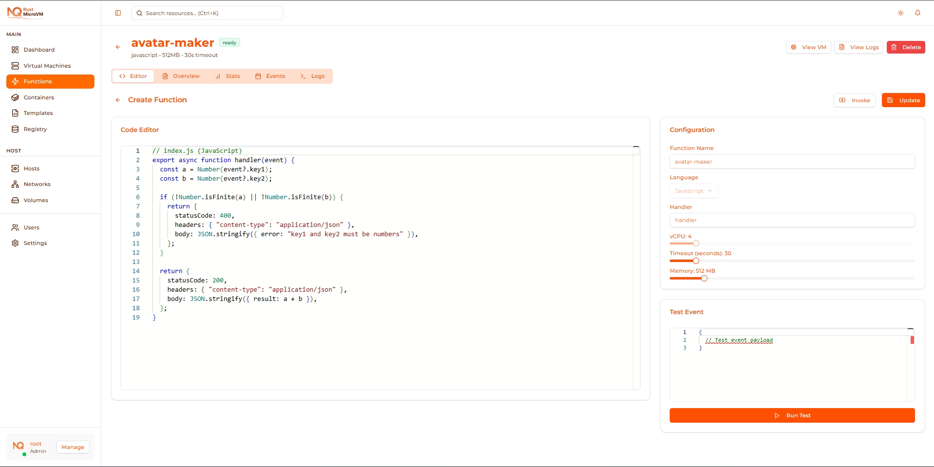 Image: Function detail page overview
