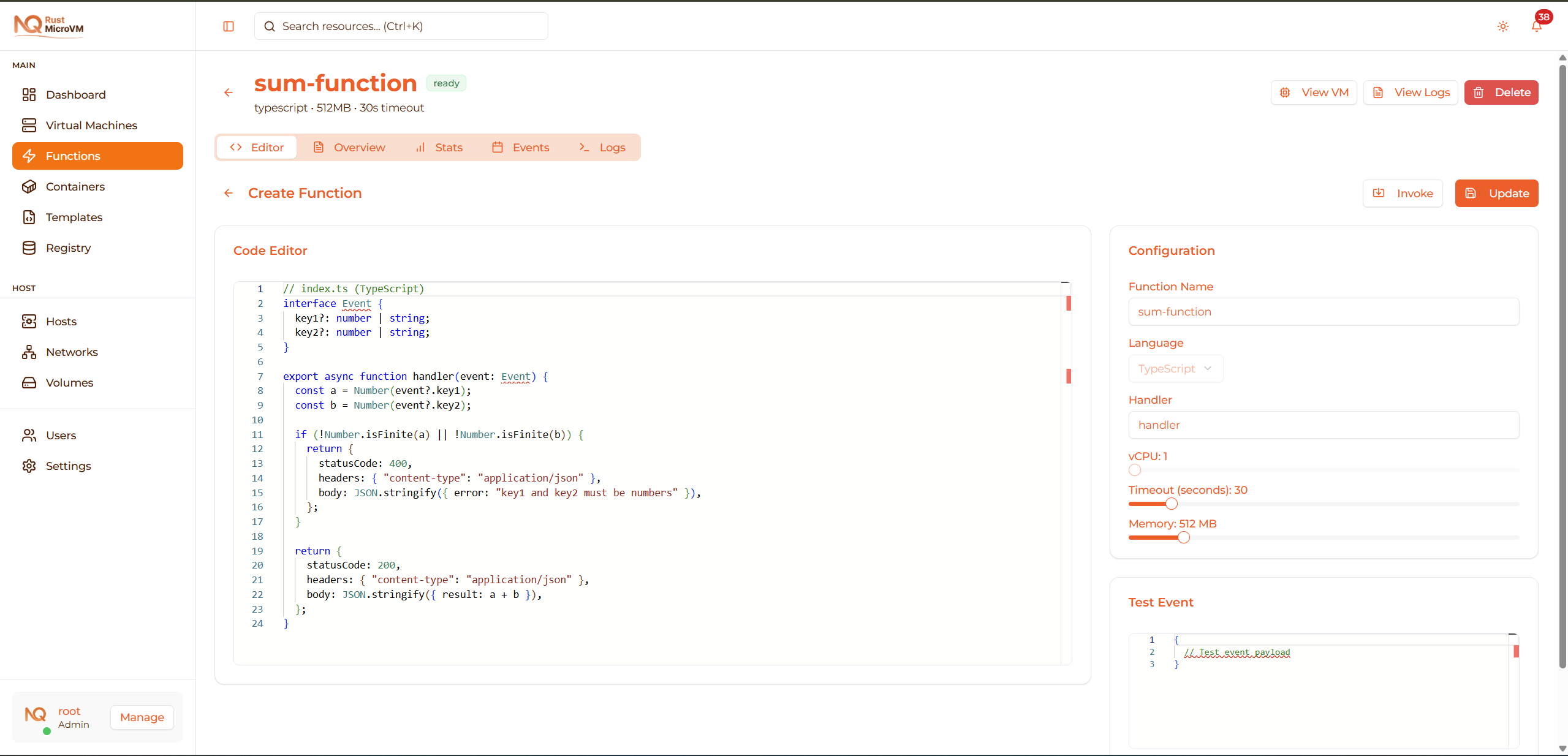 Image: Function editor in update mode