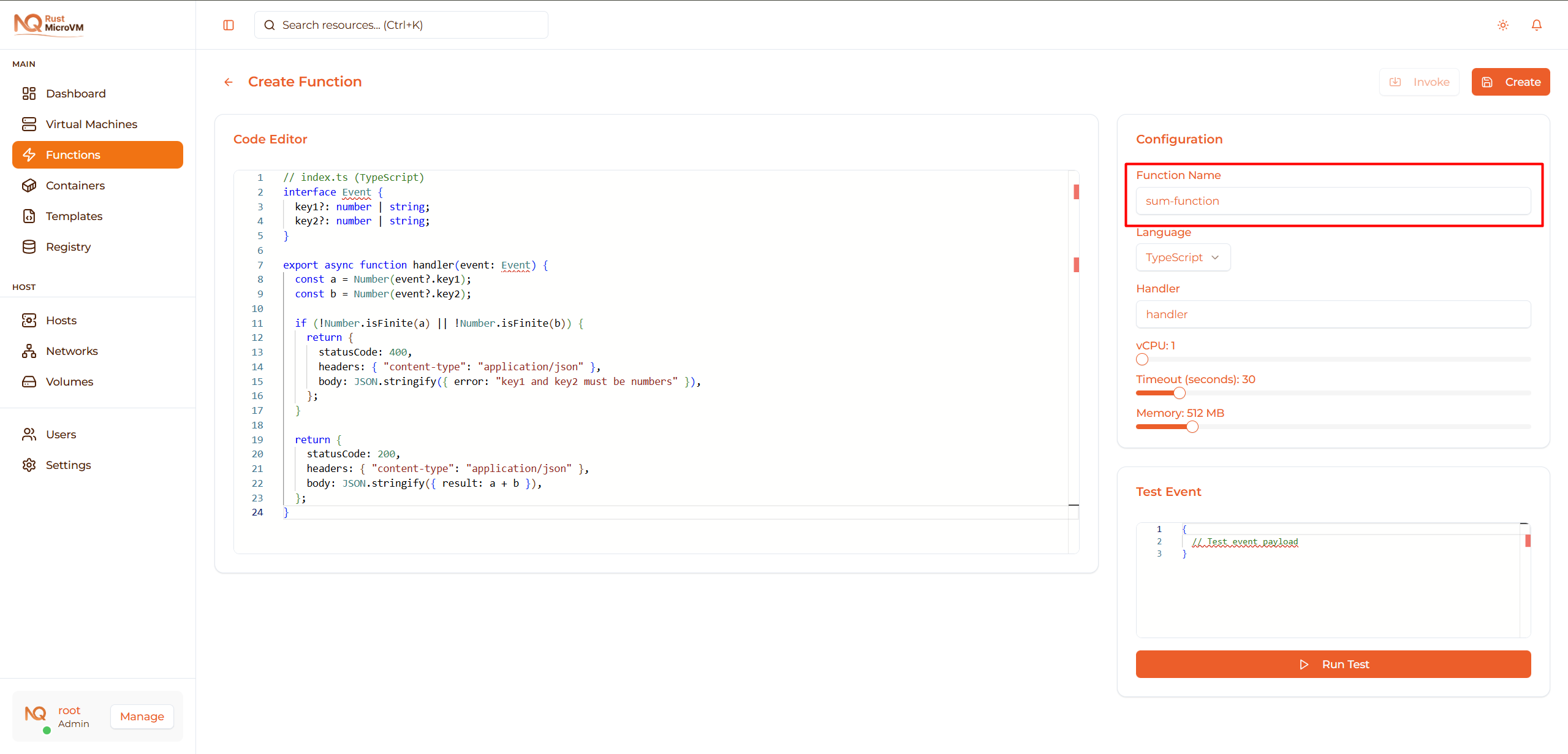 Image: Function name input field