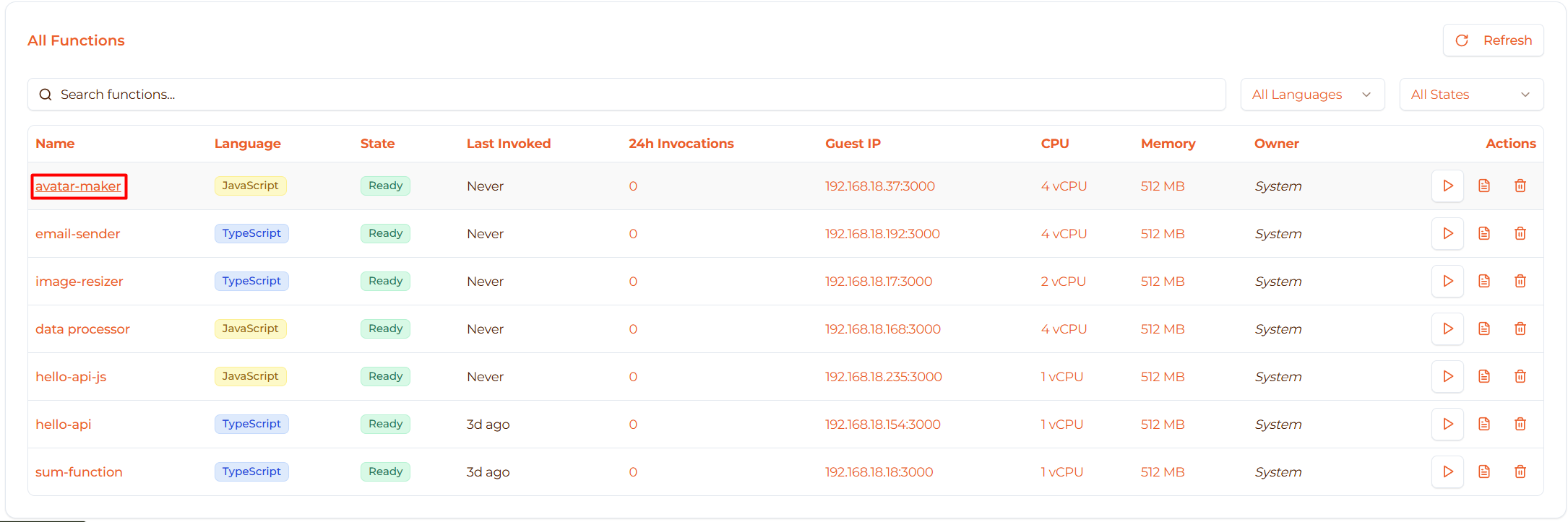 Image: Function name link