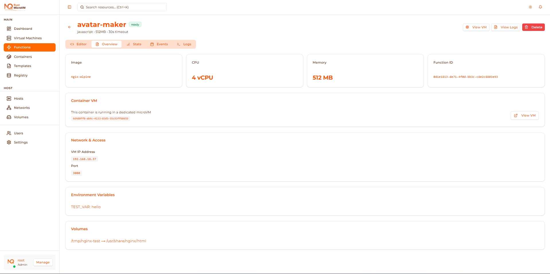 Image: Function overview tab