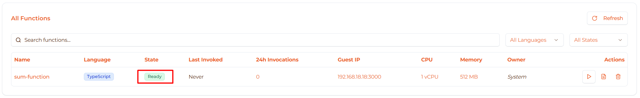 Image: Function in Ready state