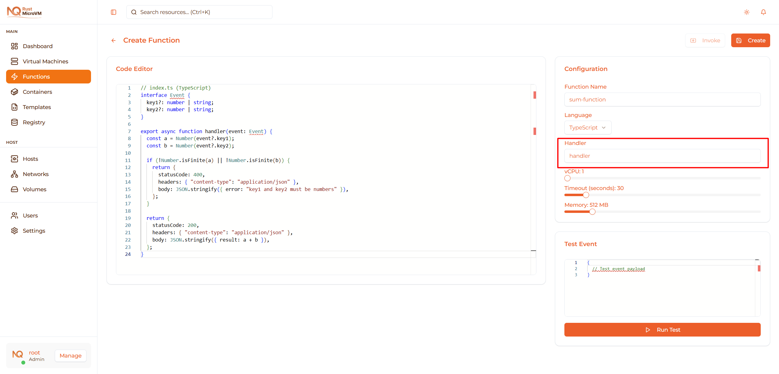 Image: Handler name input