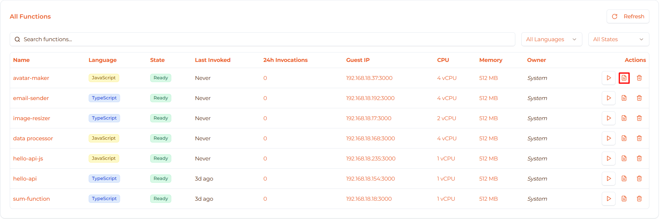 Image: Logs button on function row