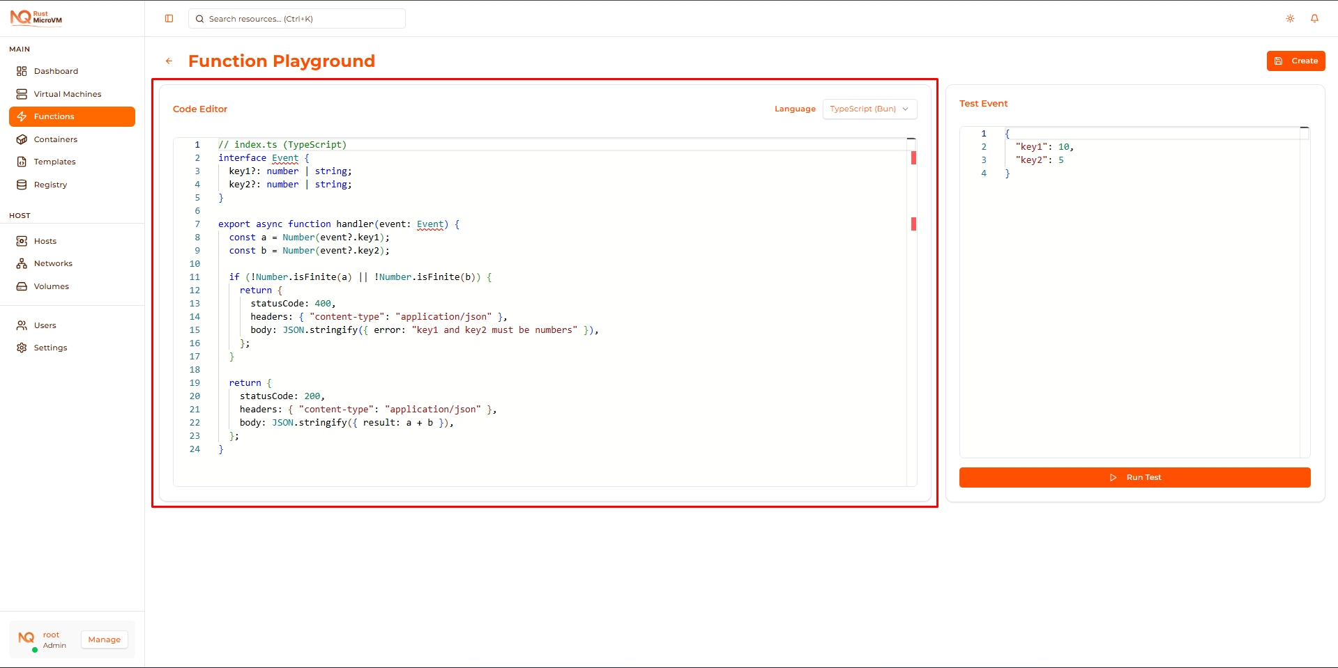Image: Code editor in Playground