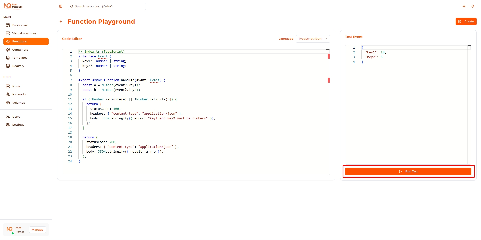 Image: Run button in Playground