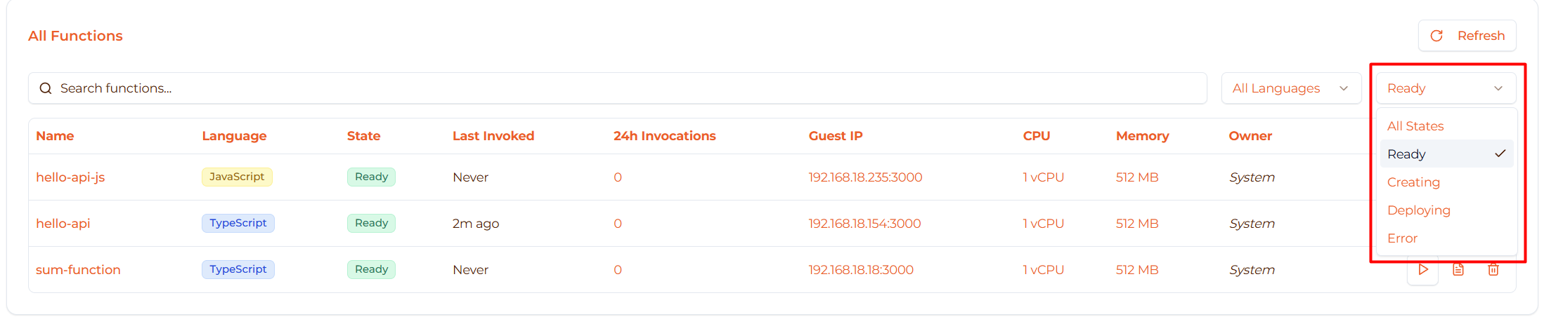 Image: State filter dropdown