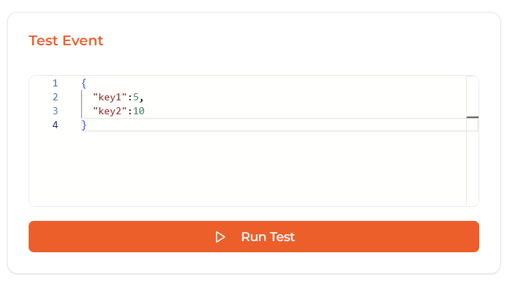 Image: Test event JSON editor
