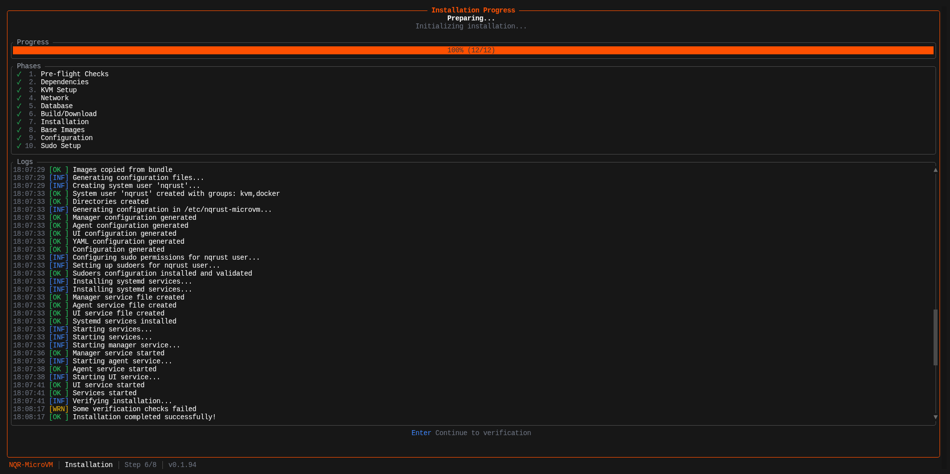 Installation progress complete