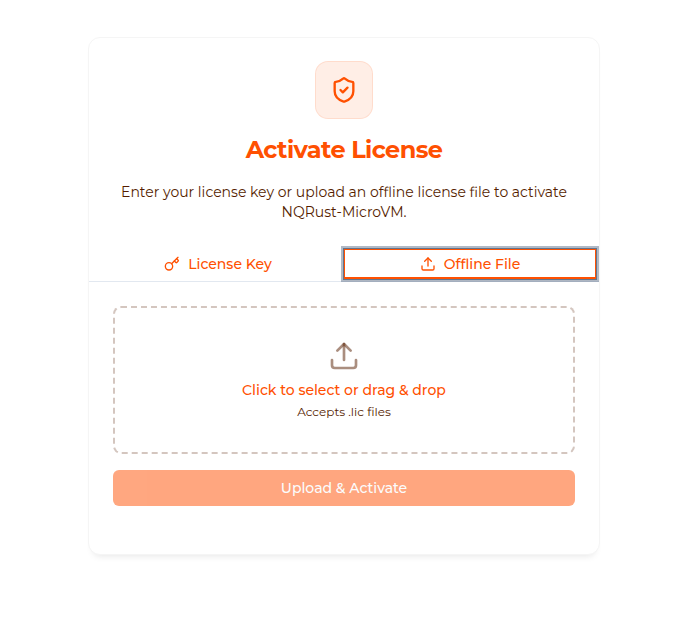 Activate License — Offline File tab