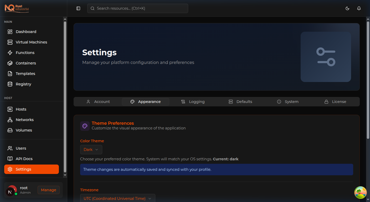 Image: Appearance/Preferences tab