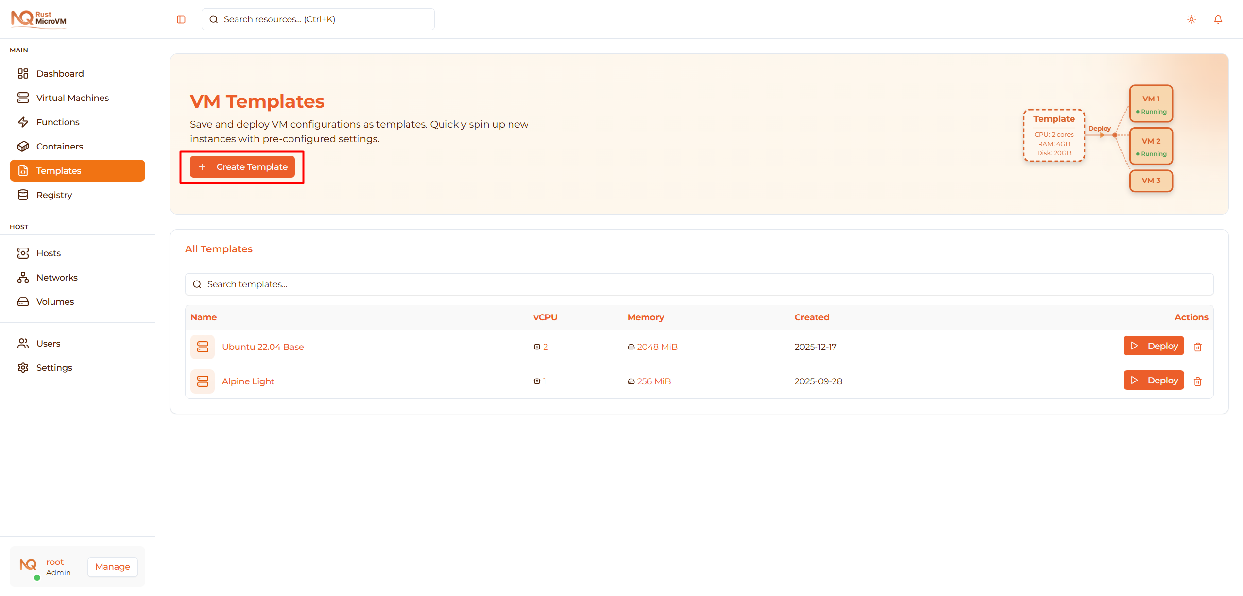 Image: Create template button