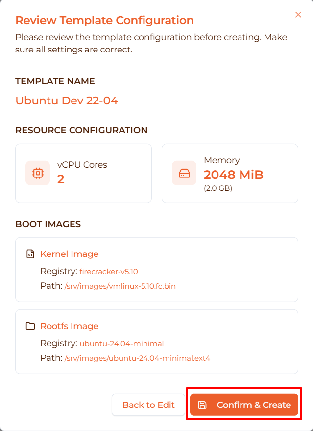 Image: Create button