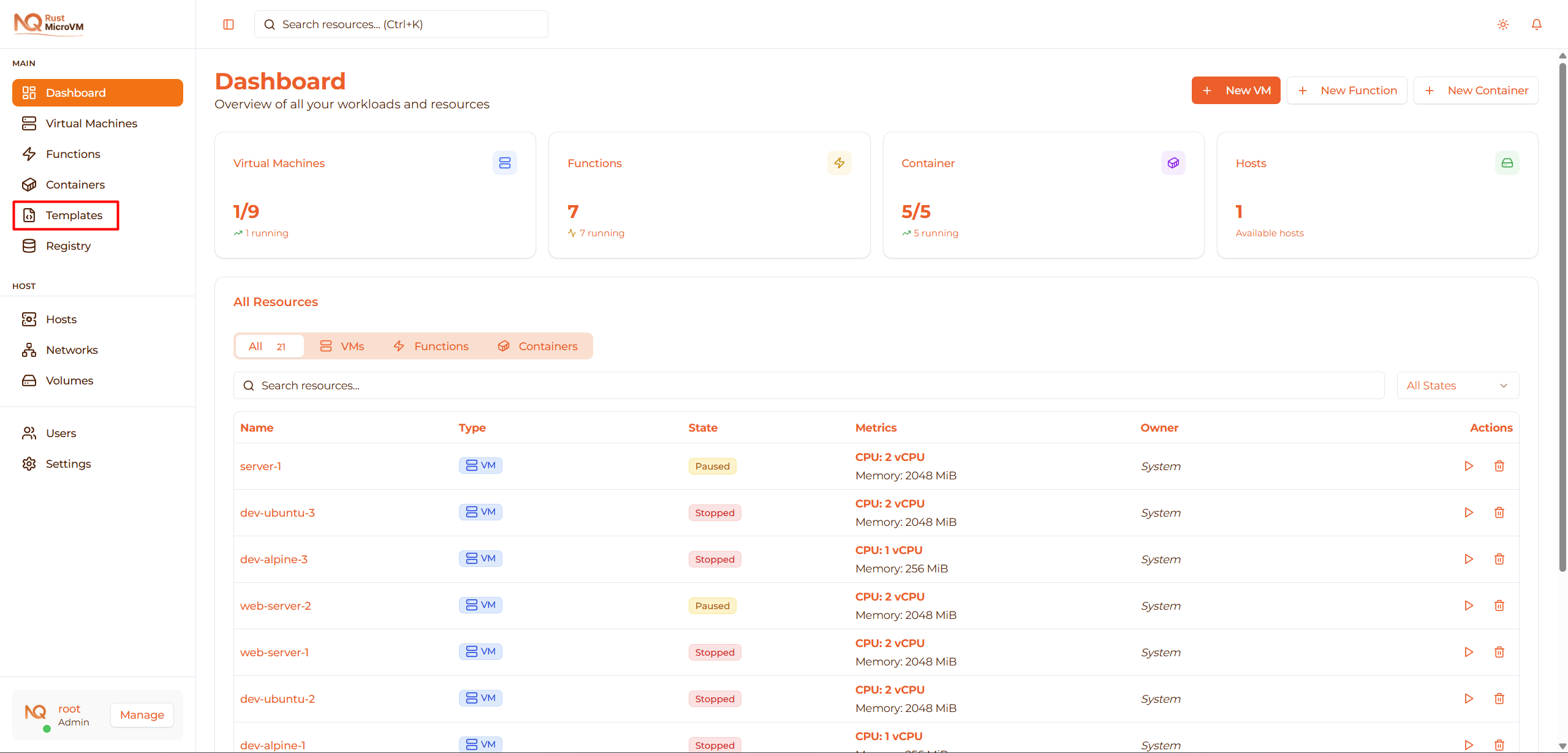 Image: Templates navigation