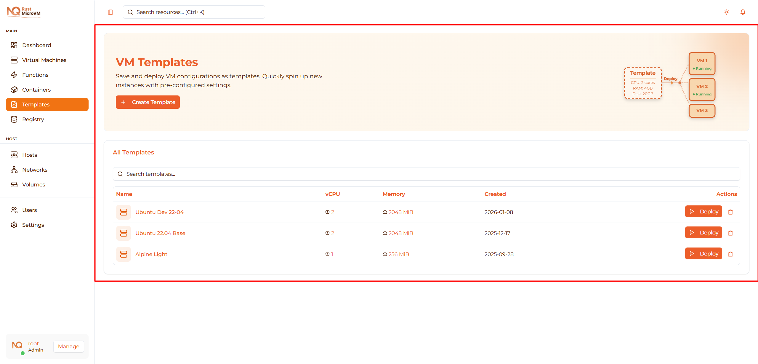 Image: Templates page