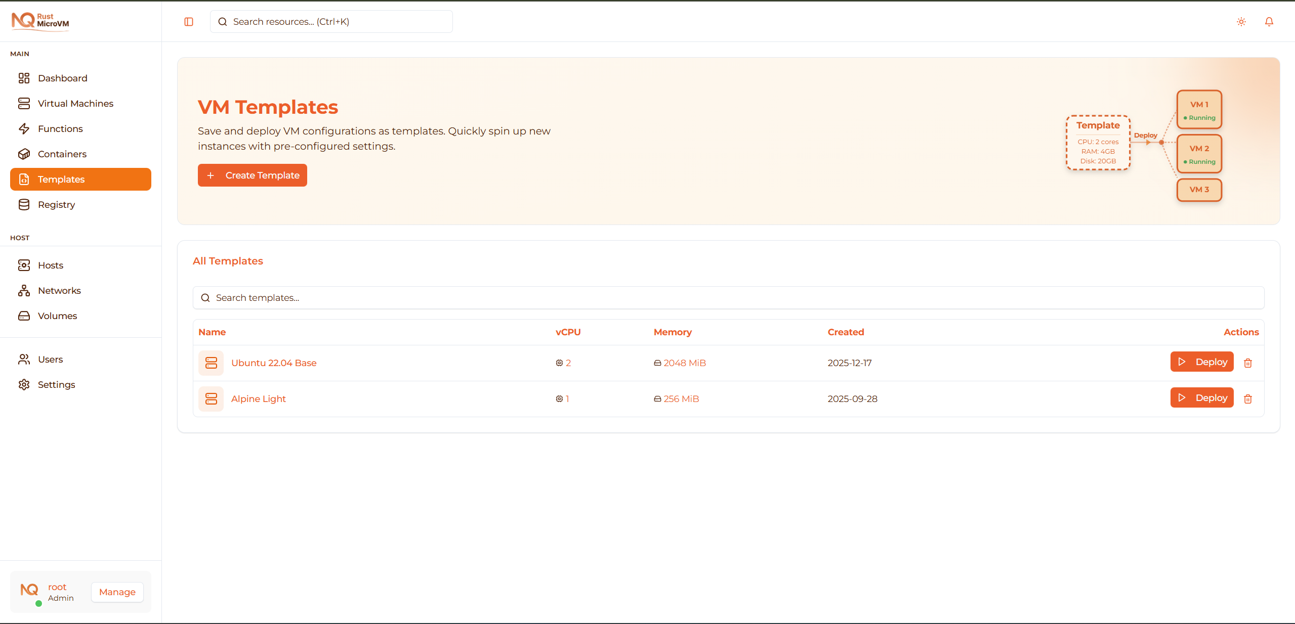 Image: Templates page