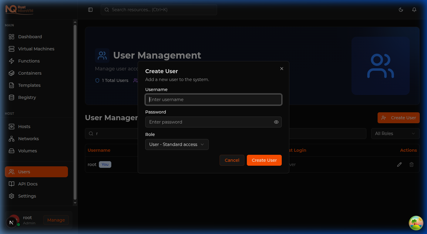 Image: Create user dialog