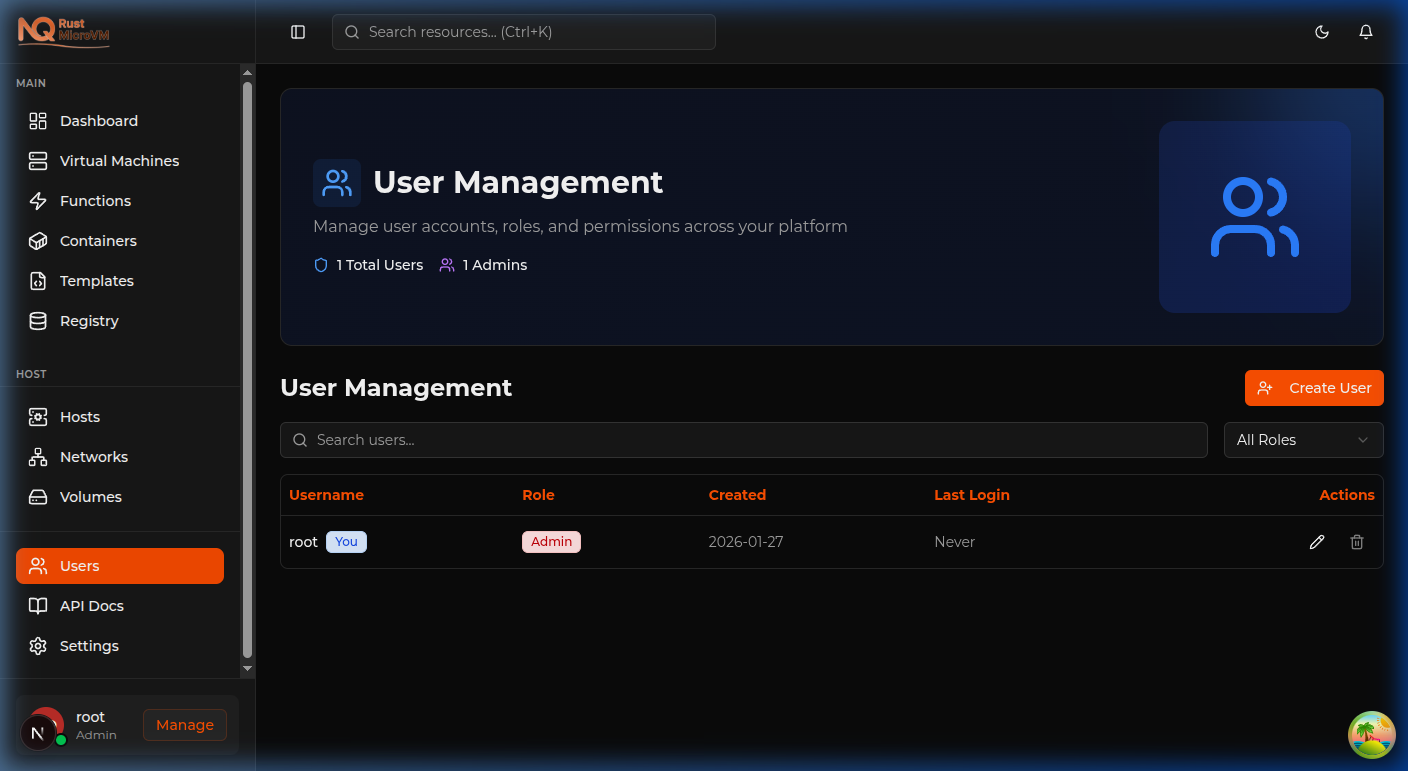 Image: Users page layout