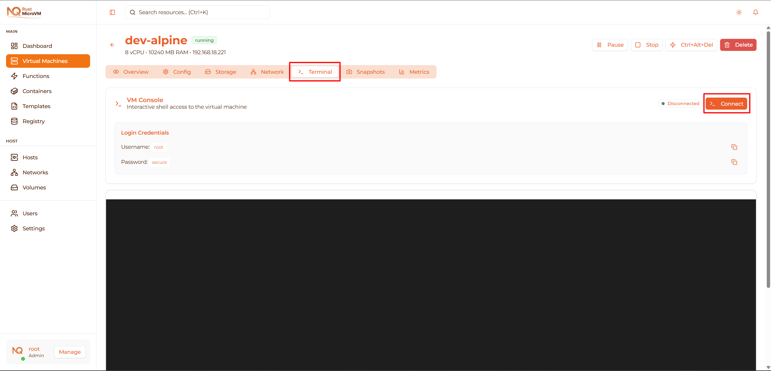 Image: Terminal tab highlighted
