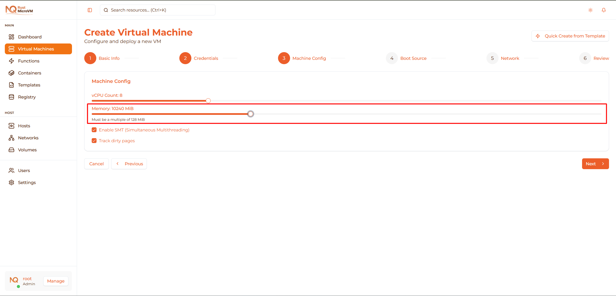 Image: Memory slider control