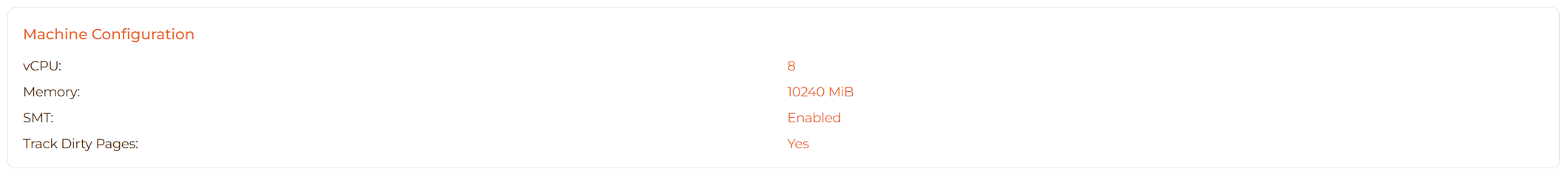 Image: Machine config summary card