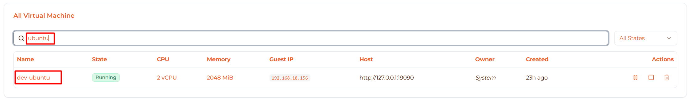 Image: Search bar in VMs page