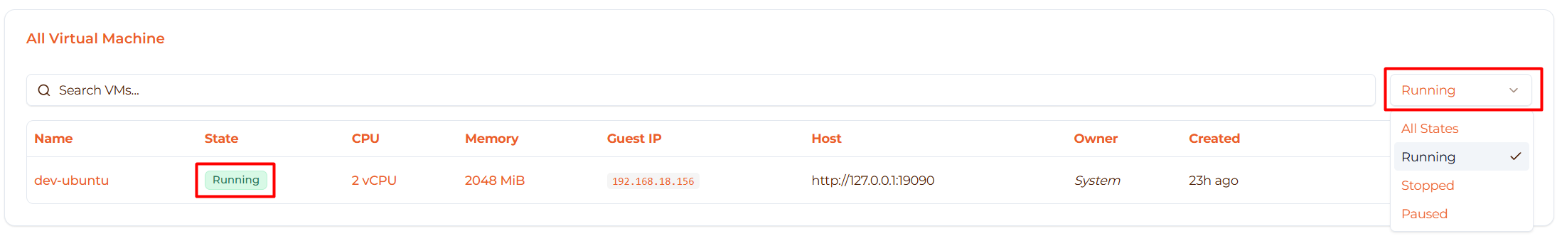 Image: State filter dropdown