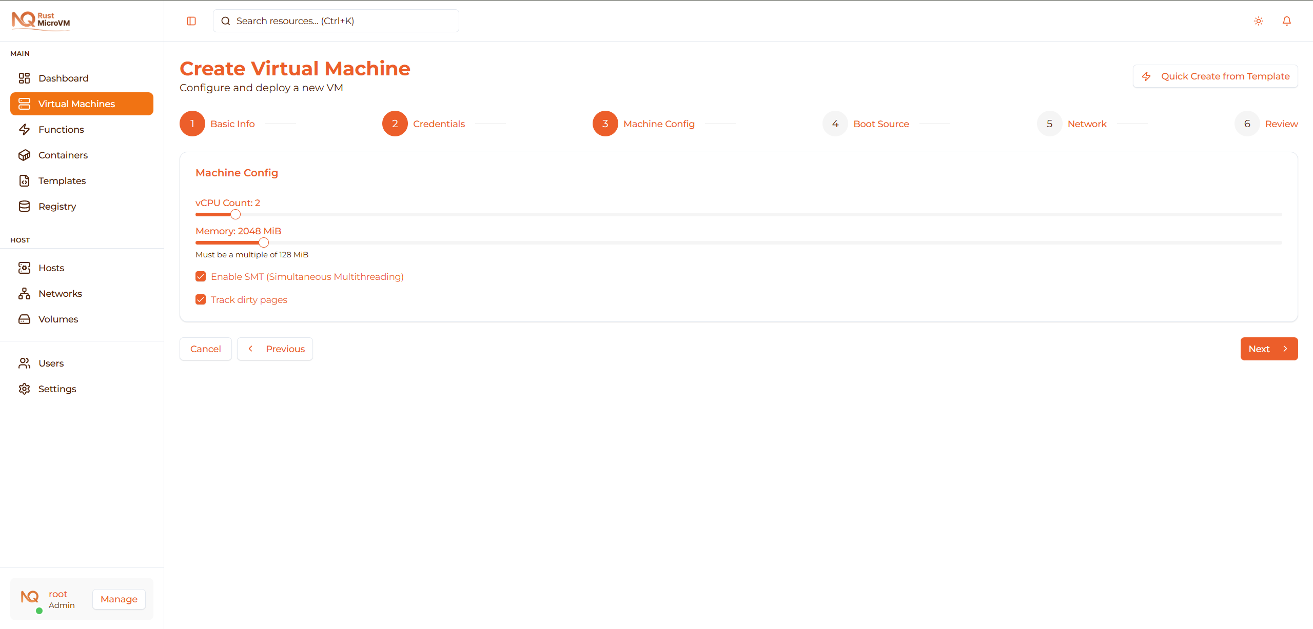 Image: Screenshot showing CPU and memory sliders