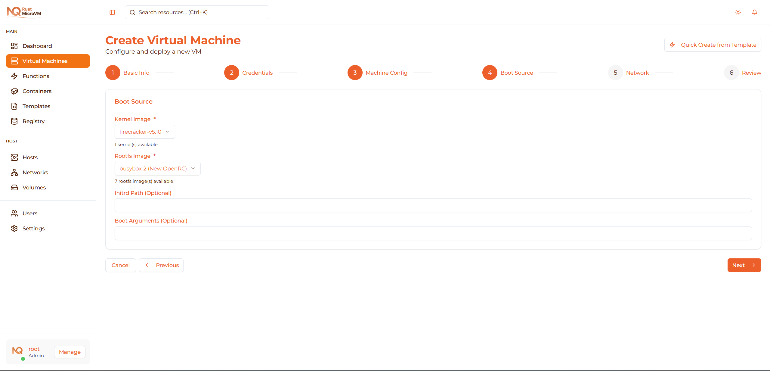 Image: Screenshot of Boot Source selection