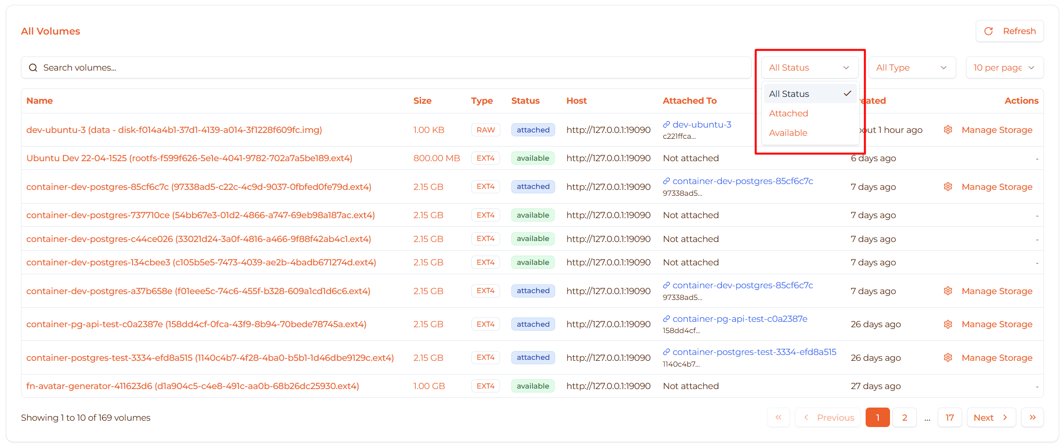 Image: Status filter