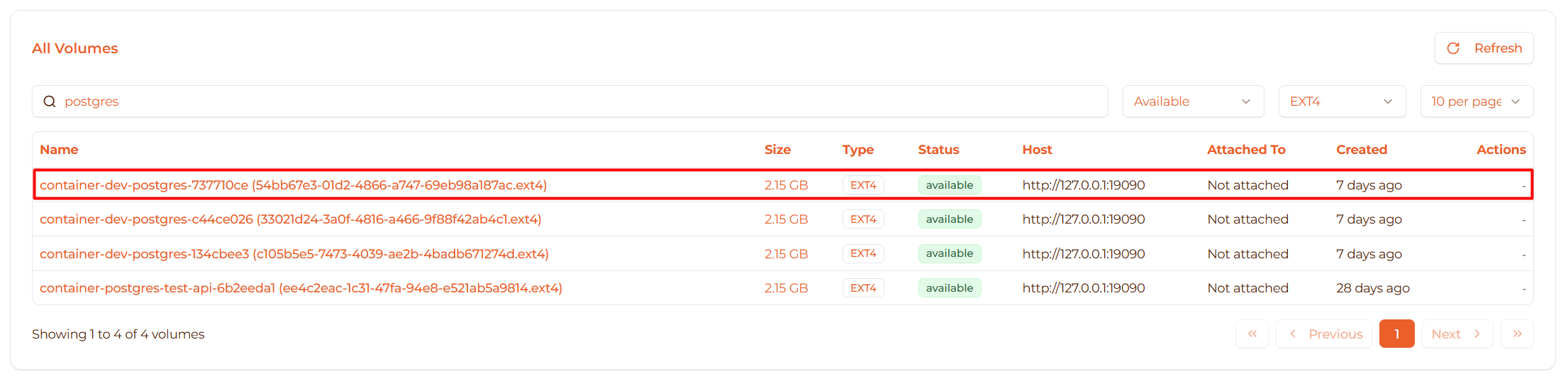 Image: Volume row details